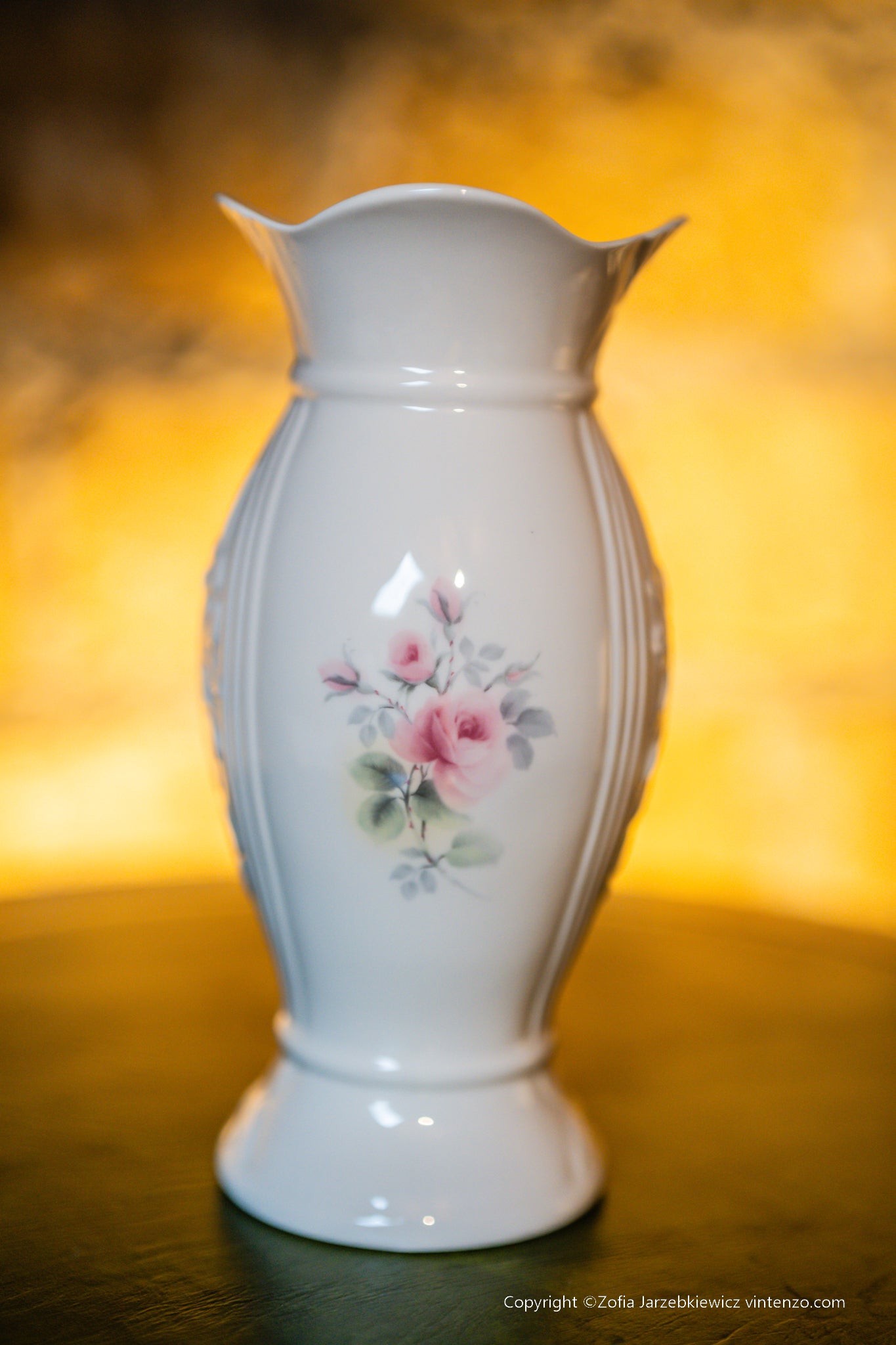 Belleek Donegal Pink Roses Porcelain Vase