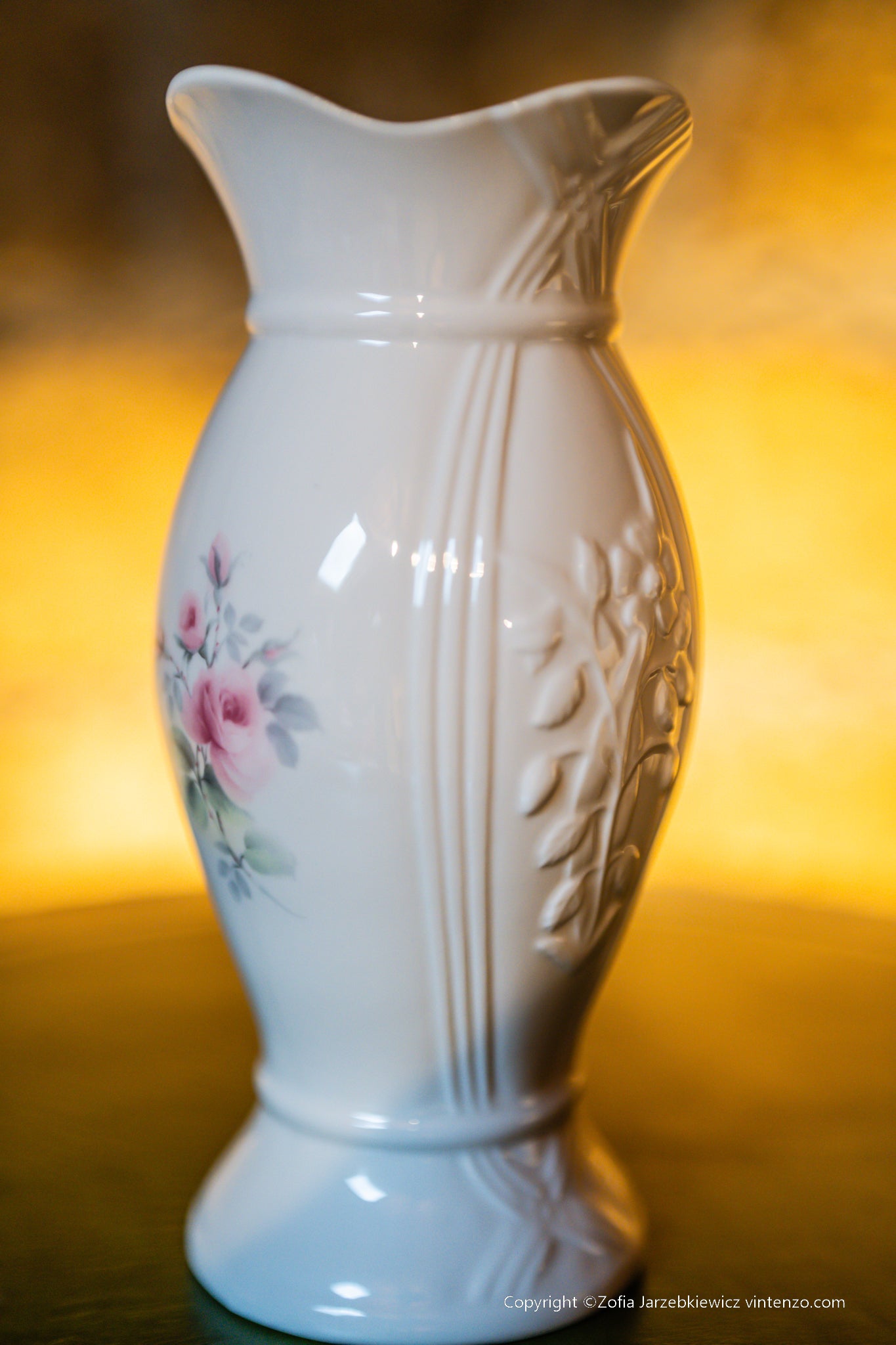 Belleek Donegal Pink Roses Porcelain Vase