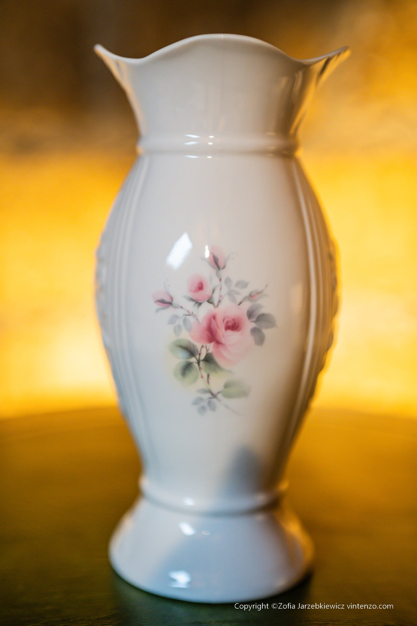 Belleek Donegal Pink Roses Porcelain Vase