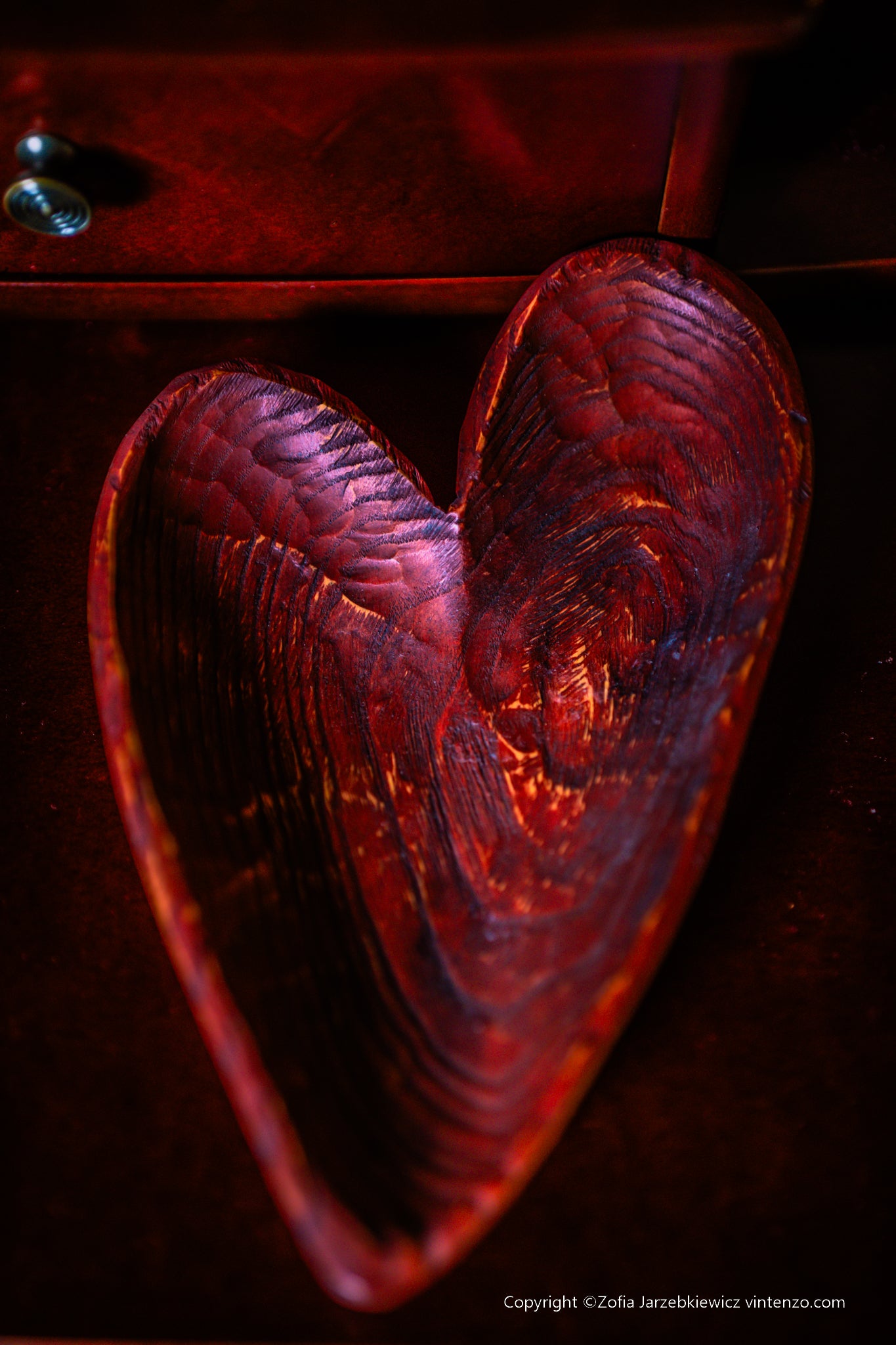 Wooden Loveheart Trinket Plate