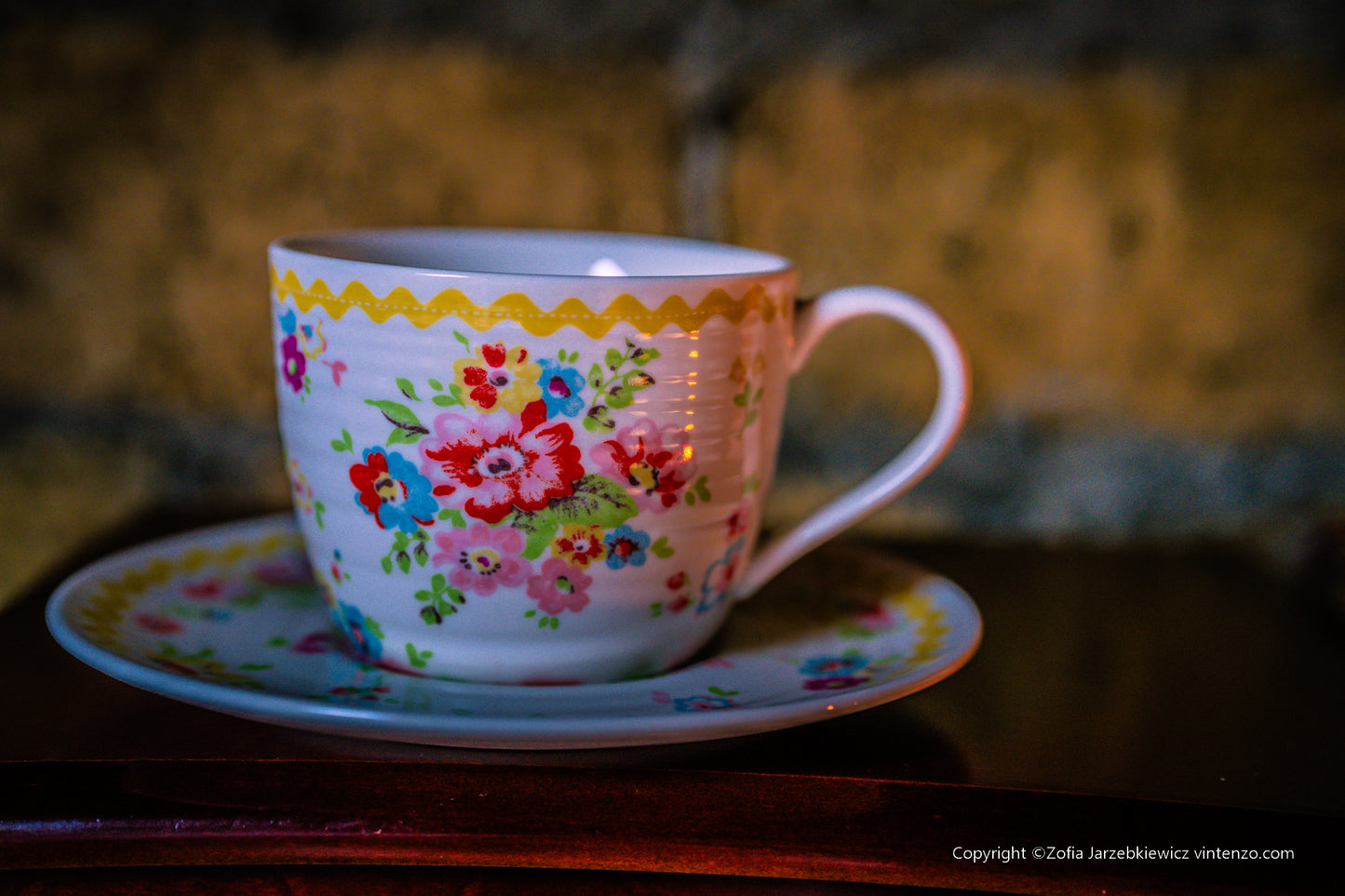 Cath Kidston Set of 4 Teacups and Saucers Cranham Pattern