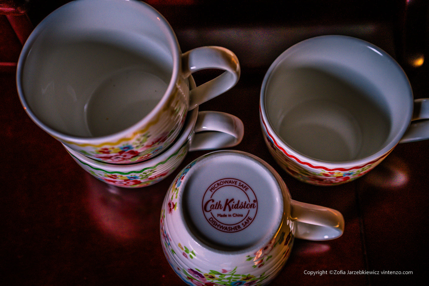 Cath Kidston Set of 4 Teacups and Saucers Cranham Pattern
