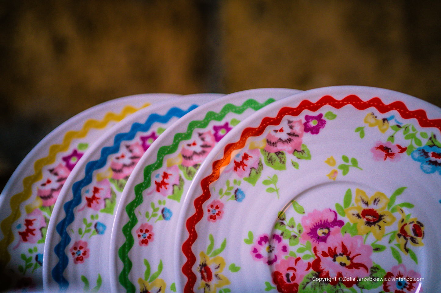 Cath Kidston Set of 4 Teacups and Saucers Cranham Pattern