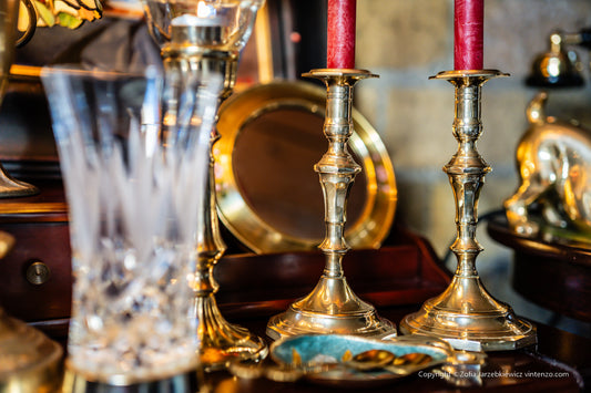 Set of 2 Vintage Brass Candleholders