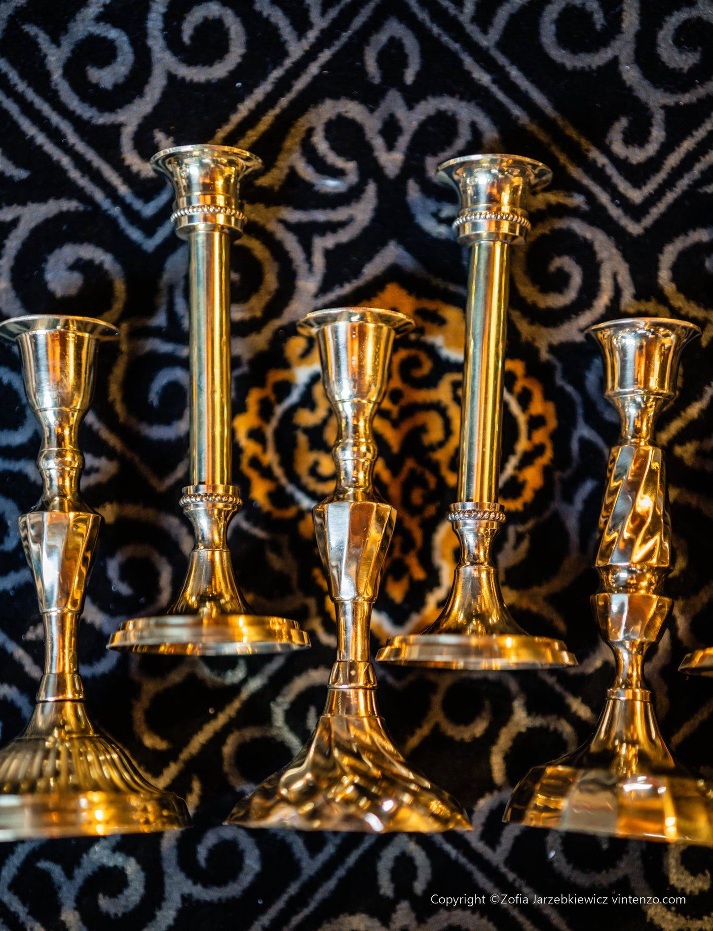 Set of 6 Brass Candle Stands