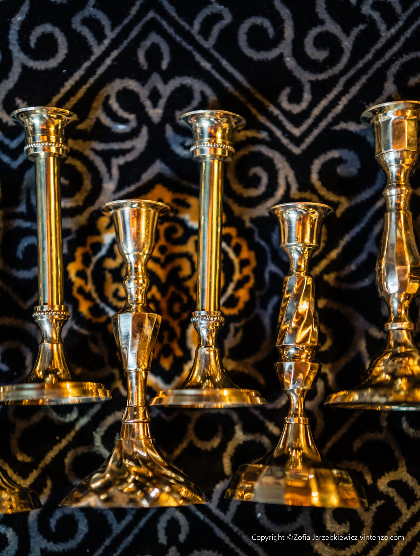 Set of 6 Brass Candle Stands