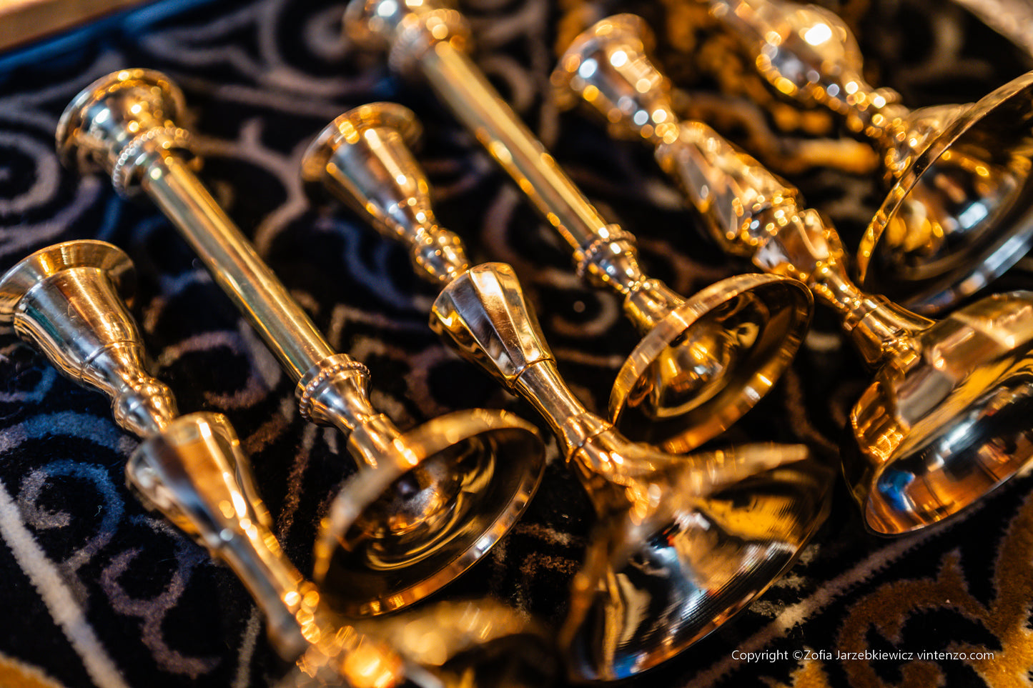 Set of 6 Brass Candle Stands