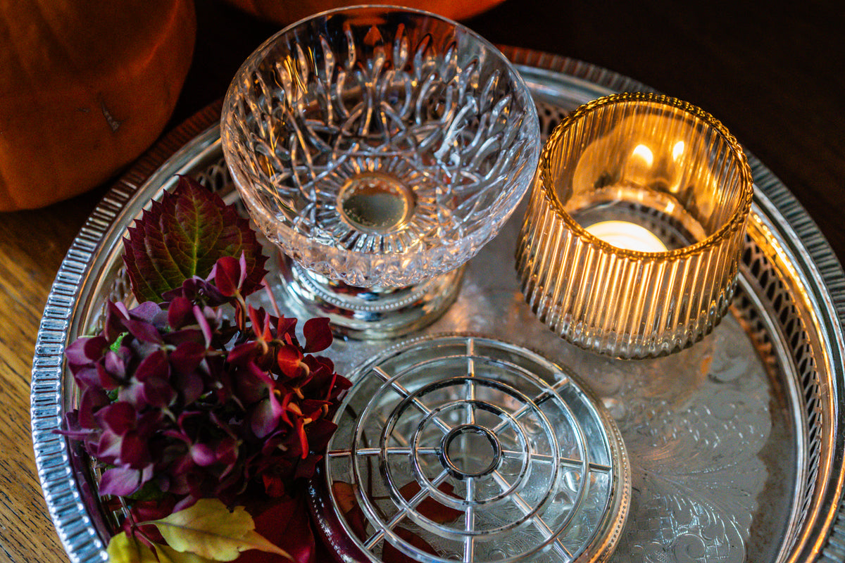 Footed crystal and silver plated  rose bowl