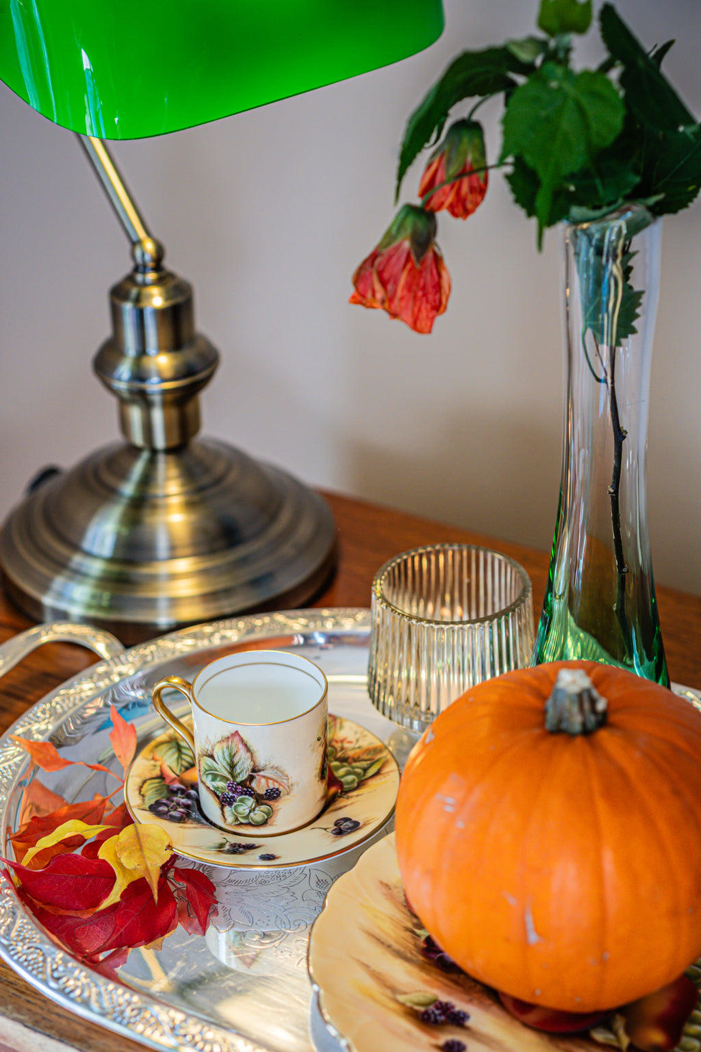 Aynsley Set including Coffee Cup and a Dessert Plate Orchard Gold