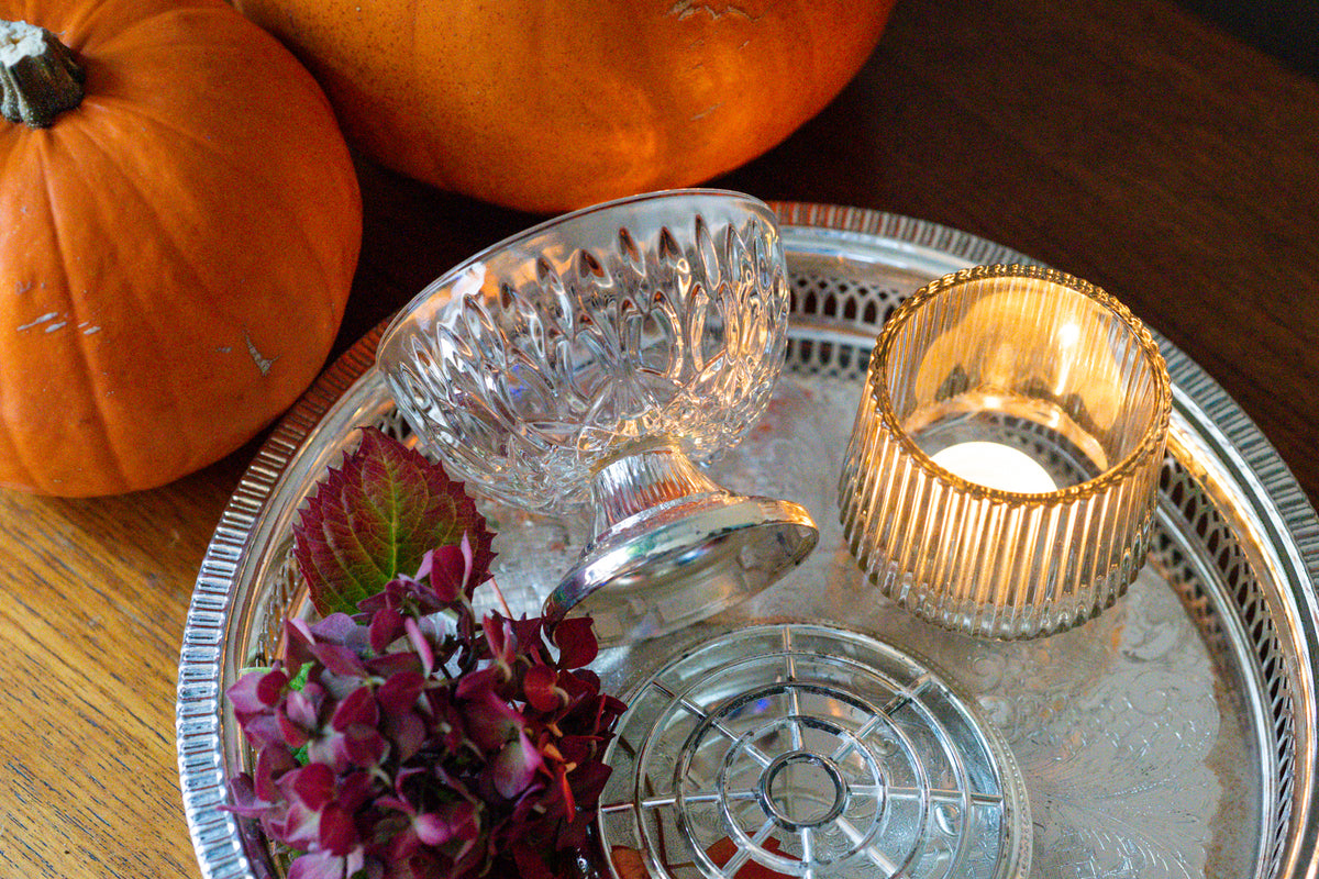 Footed crystal and silver plated  rose bowl
