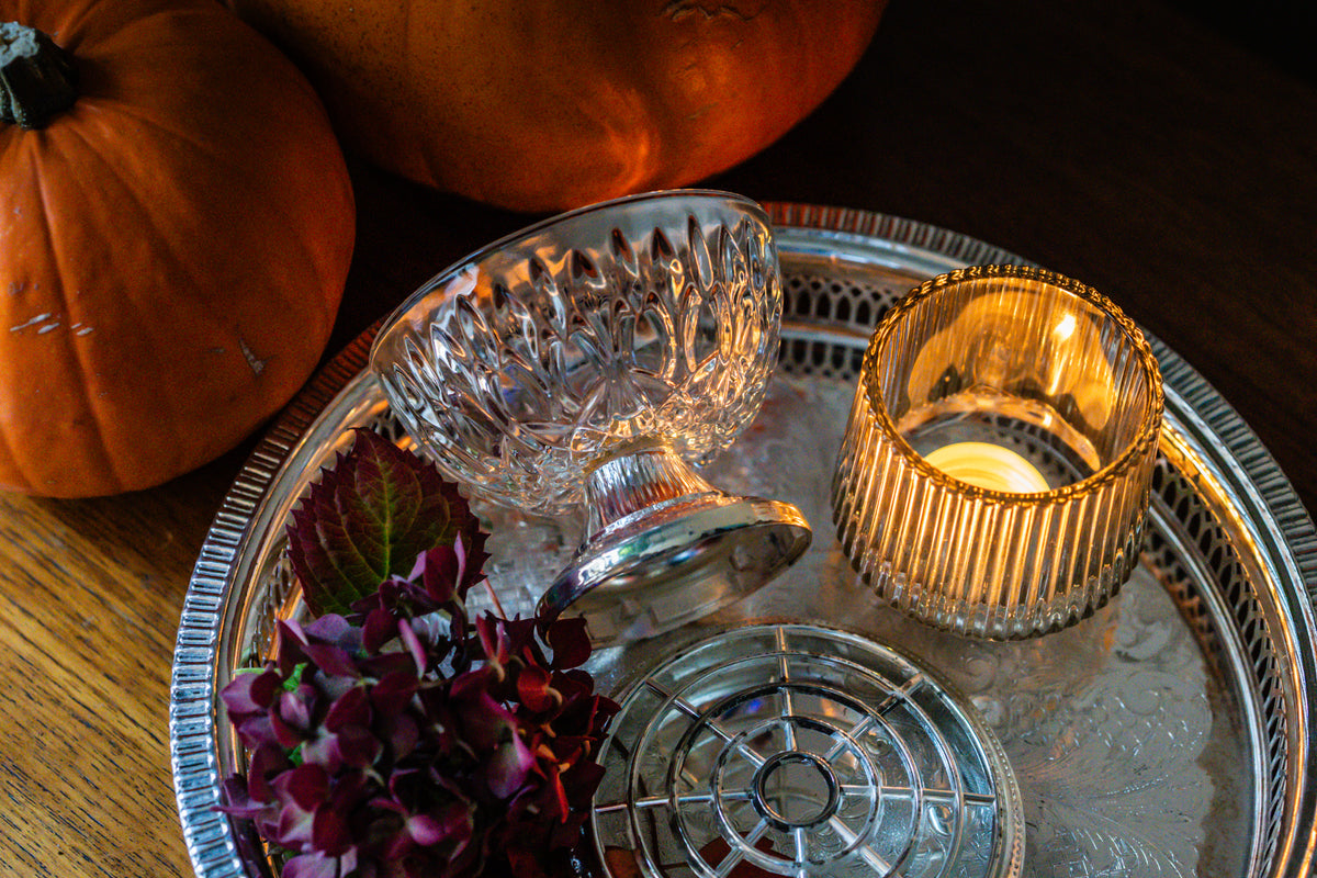 Footed crystal and silver plated  rose bowl