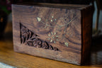 Small Wooden Box with delicate brass leaves