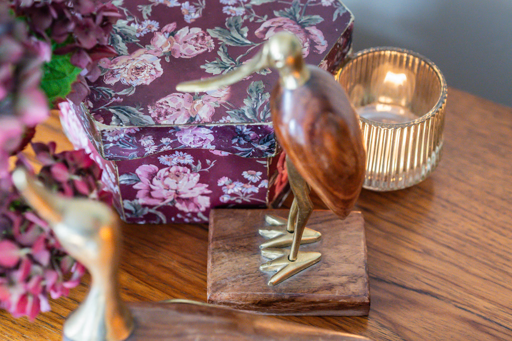 Mid Century Brass and Rosewood the duck and the ibis statue, 1960s Decor