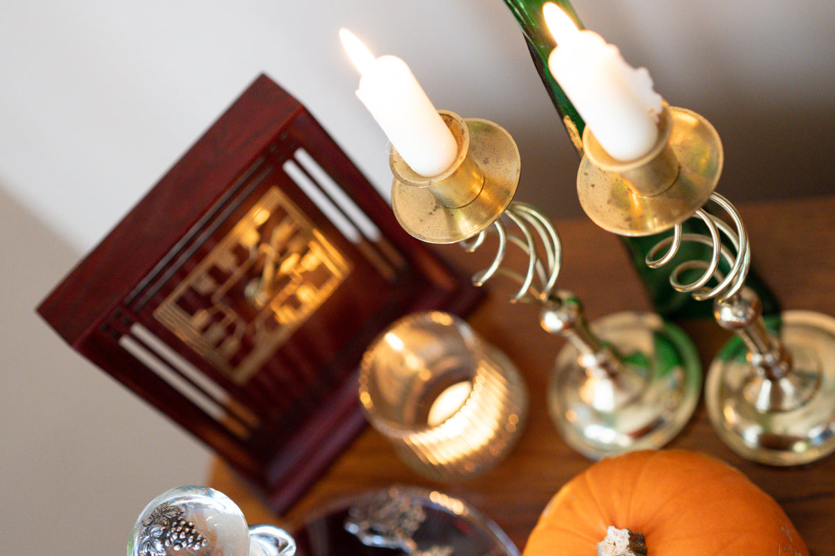 Set of 2 Vintage Twisted Brass Candleholders