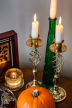 Set of 2 Vintage Twisted Brass Candleholders
