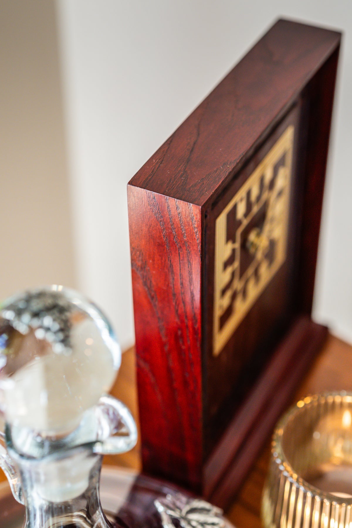 The Rennie Mackintosh Collection Wooden Burgundy Table Clock, Carrick of Scotland