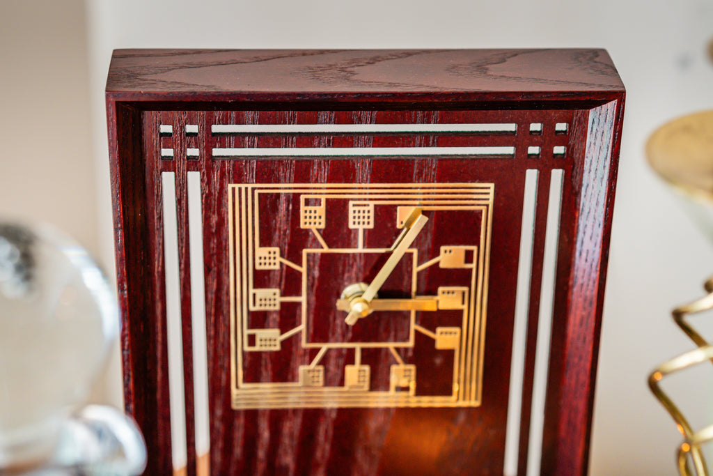 The Rennie Mackintosh Collection Wooden Burgundy Table Clock, Carrick of Scotland