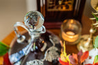 Vintage Glass and Metal-Ornamented Wine Decanter Metal Leaf and Grape
