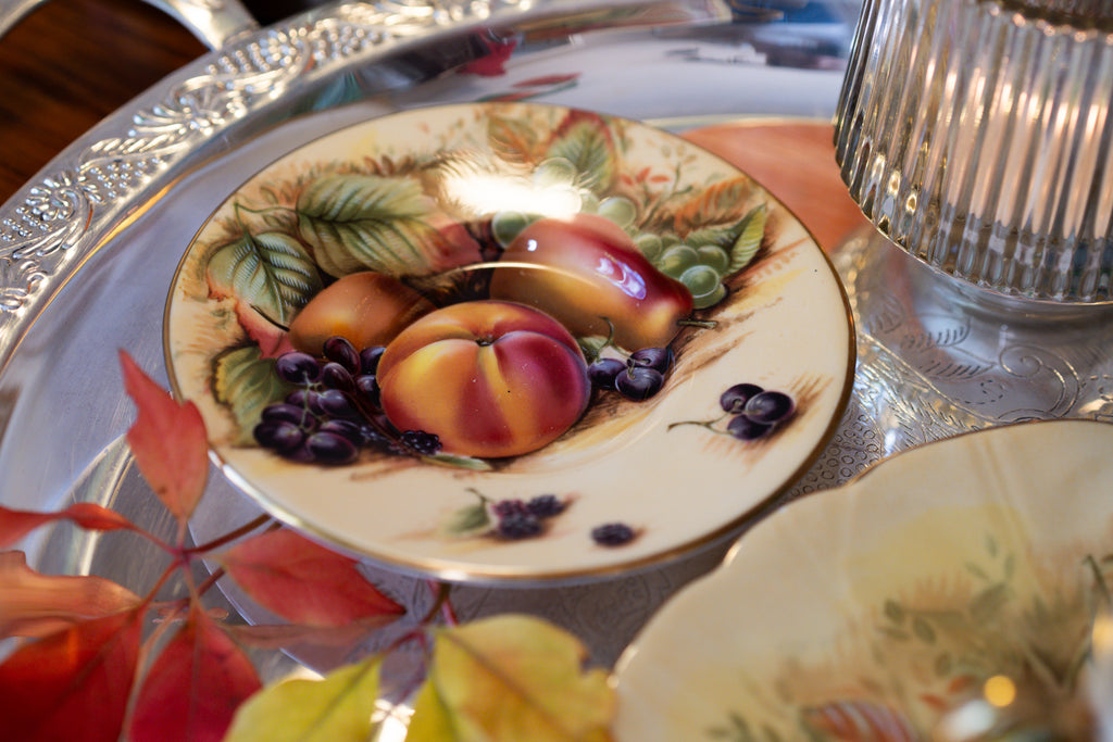 Aynsley Set including Coffee Cup and a Dessert Plate Orchard Gold