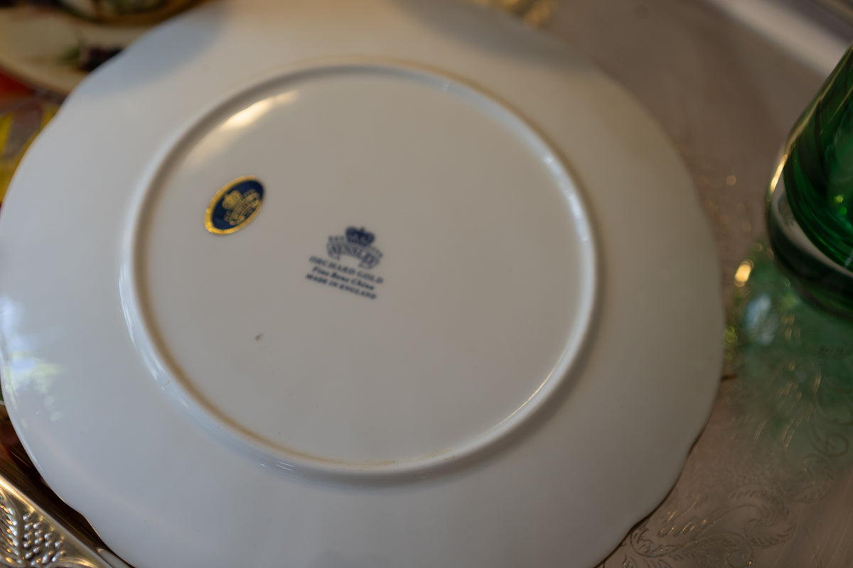 Aynsley Set including Coffee Cup and a Dessert Plate Orchard Gold