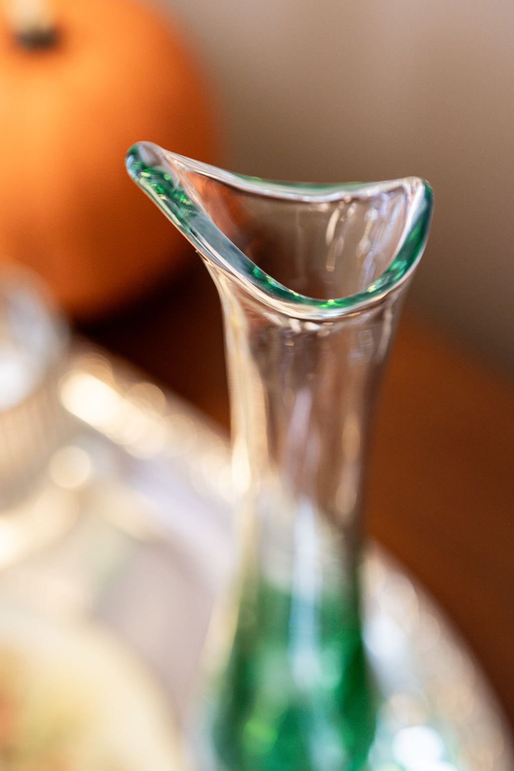 Vintage Dartington Green Glass Vase