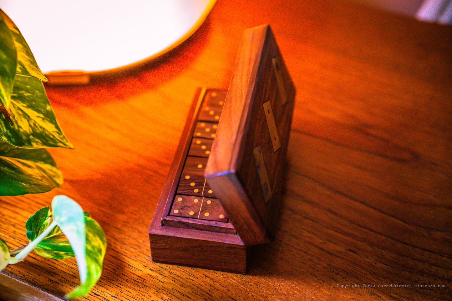 Vintage Wooden Boxed Dominoes Set- 27 Pieces