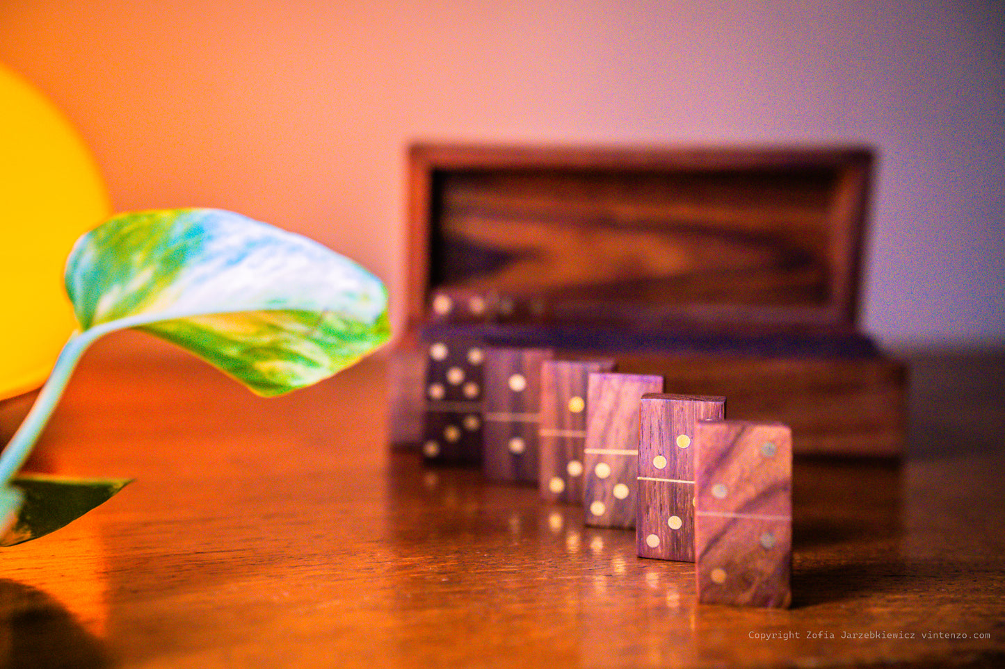 Vintage Wooden Boxed Dominoes Set- 27 Pieces