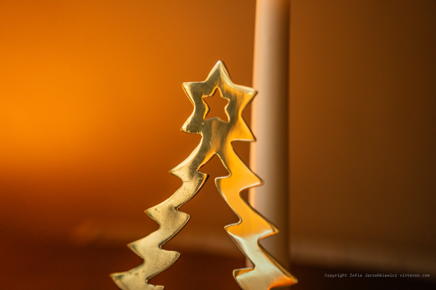 Vintage Brass Christmas Tree Candle Holder