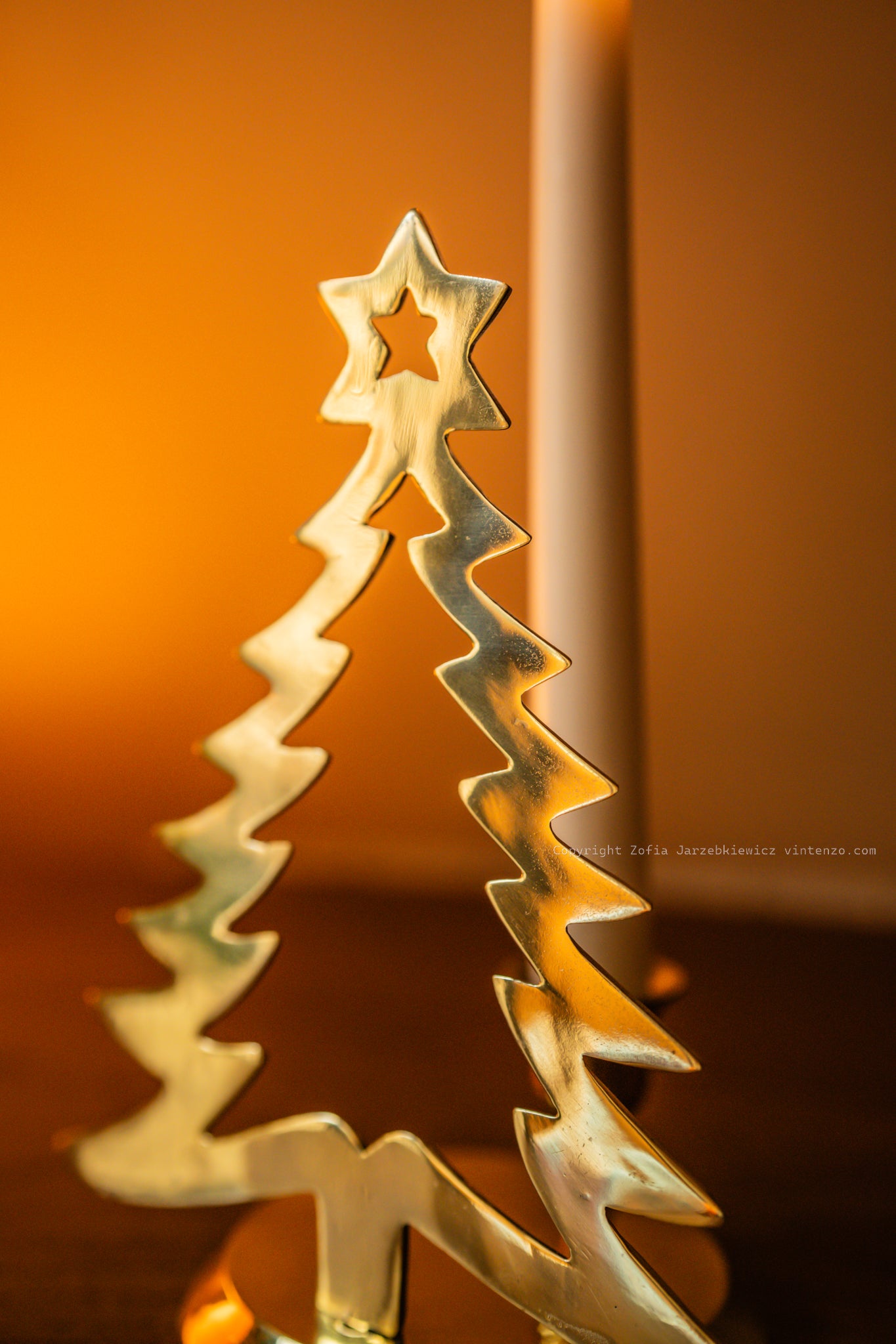 Vintage Brass Christmas Tree Candle Holder
