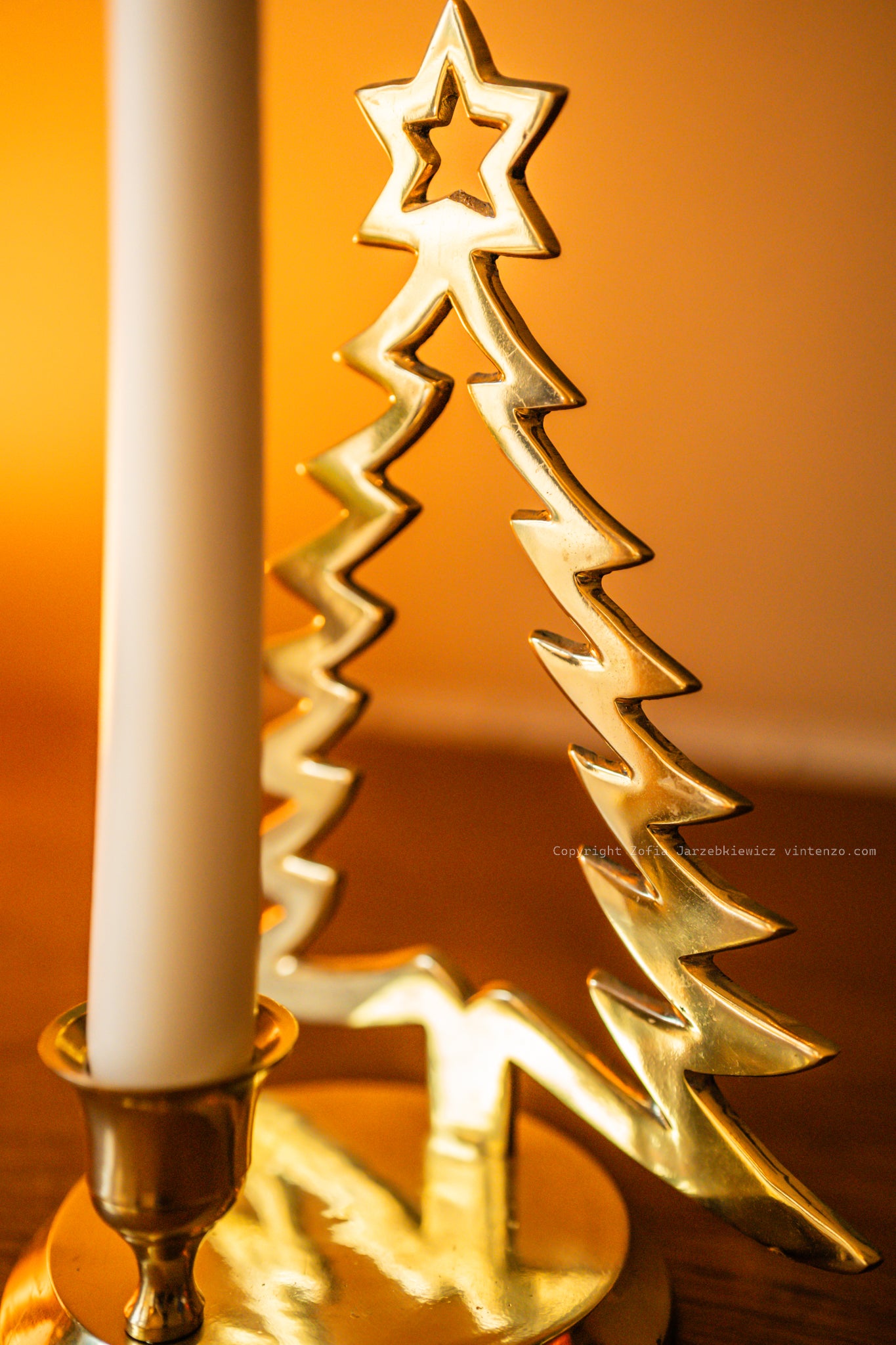 Vintage Brass Christmas Tree Candle Holder