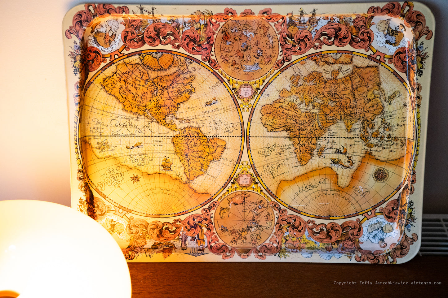 Old World Map Tray