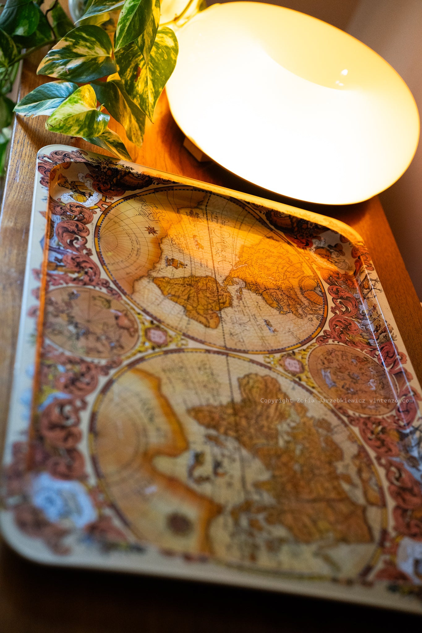 Old World Map Tray