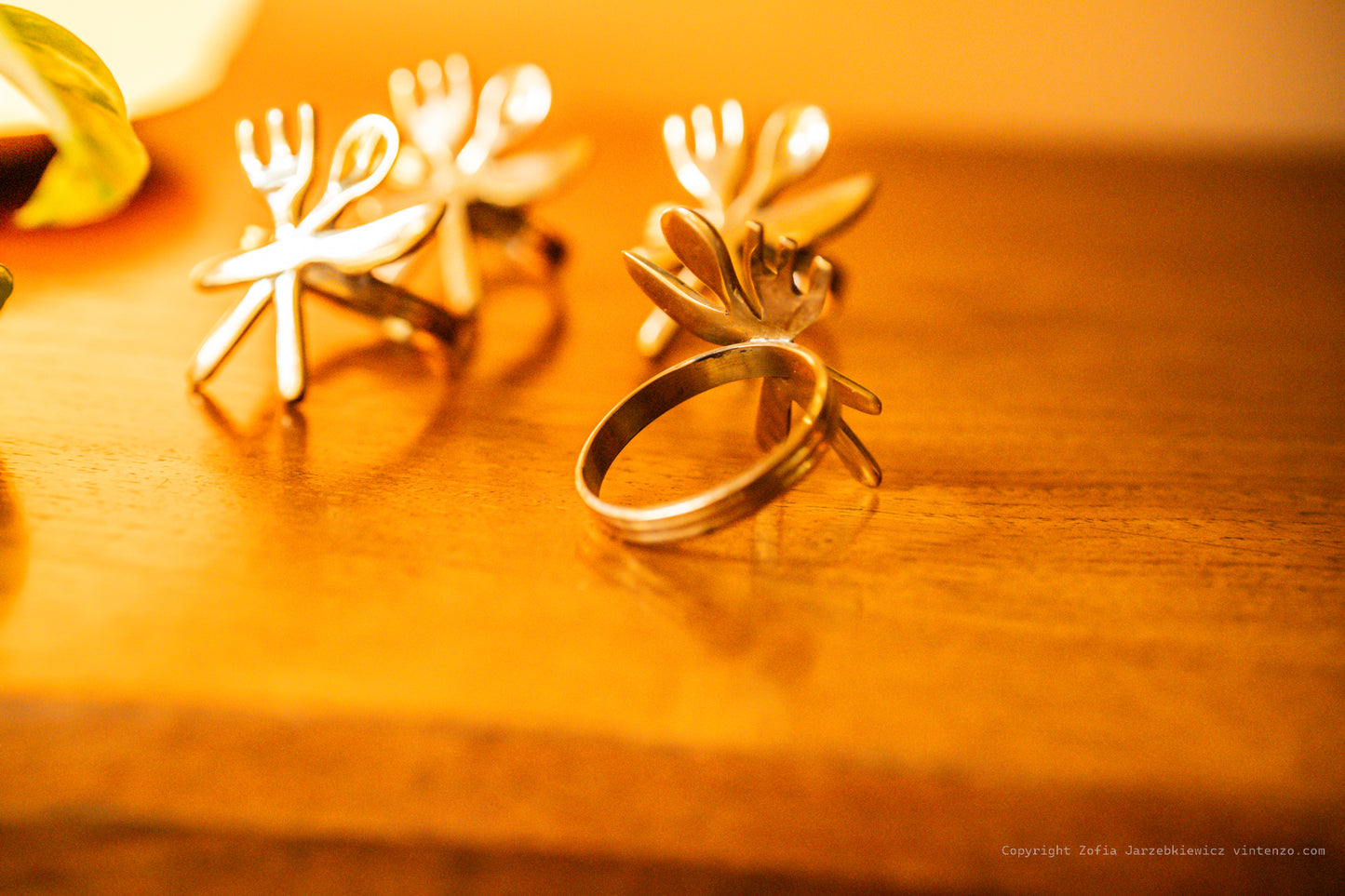 4 Vintage Brass Cutlery Napkin Holders