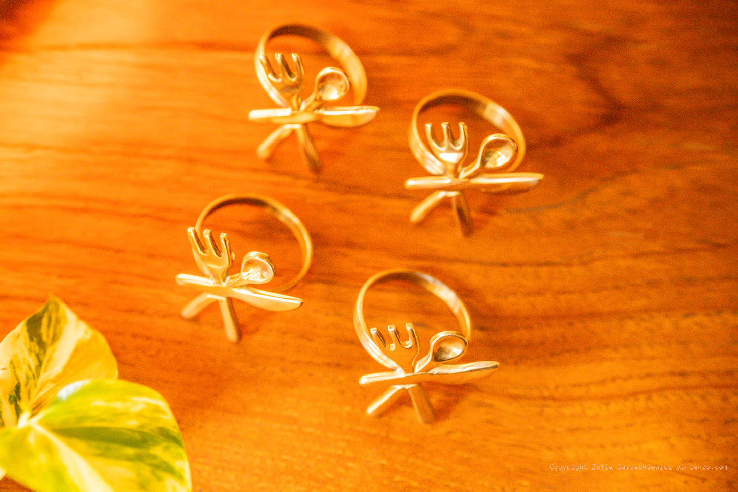 4 Vintage Brass Cutlery Napkin Holders