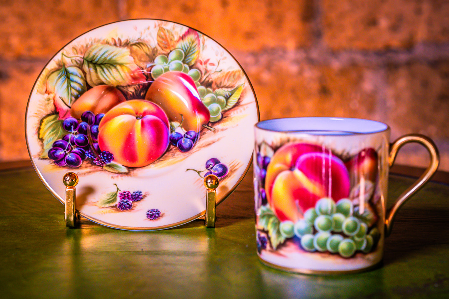 Aynsley Orchard Gold Coffee Cup and Saucer Set