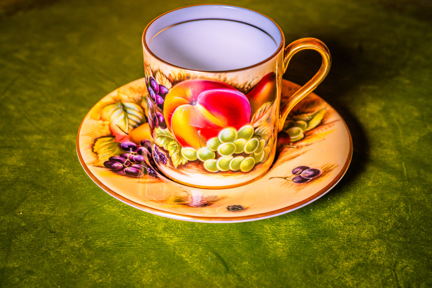 Aynsley Orchard Gold Coffee Cup and Saucer Set