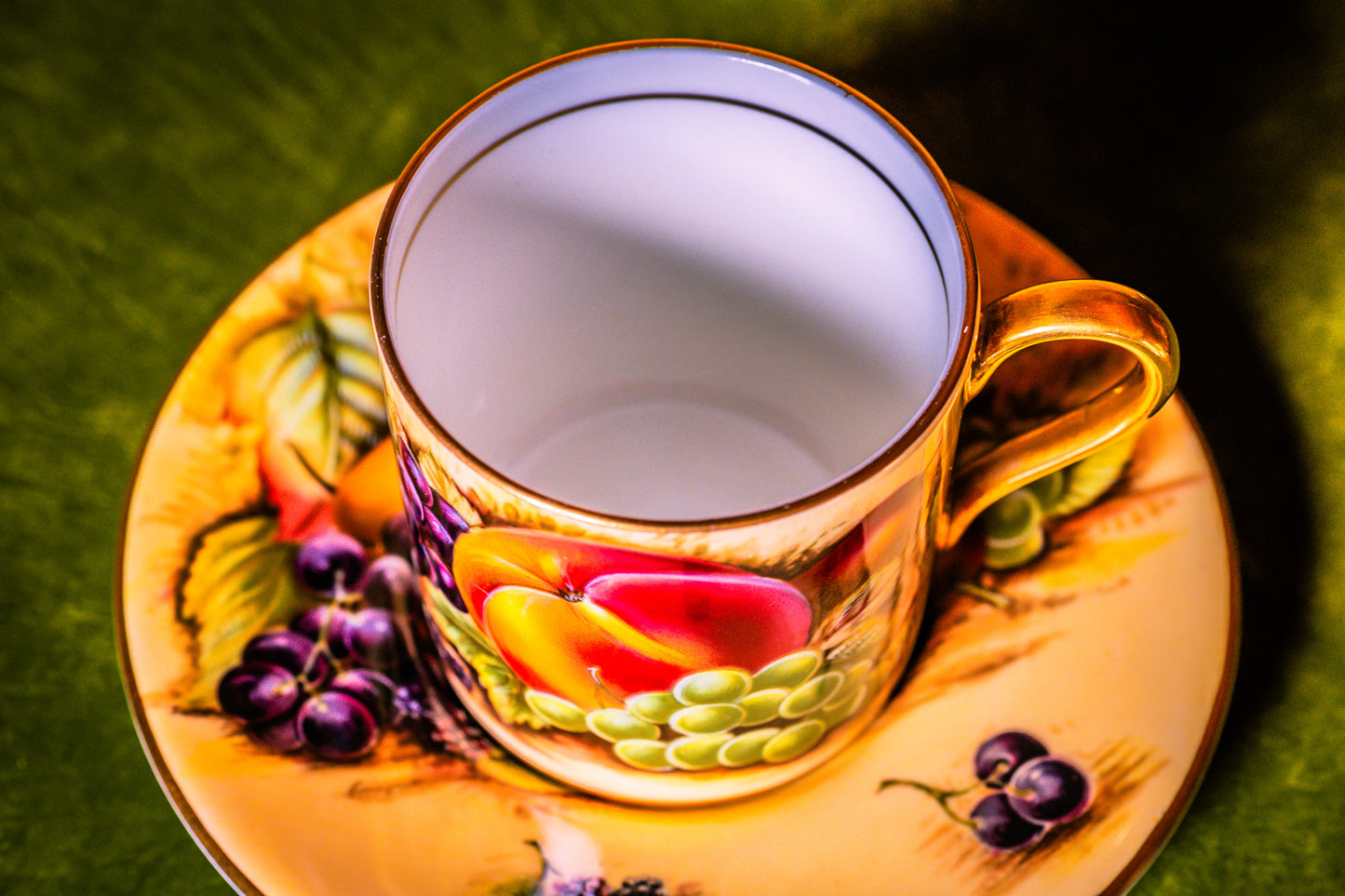 Aynsley Orchard Gold Coffee Cup and Saucer Set