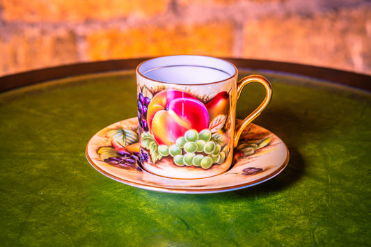 Aynsley Orchard Gold Coffee Cup and Saucer Set