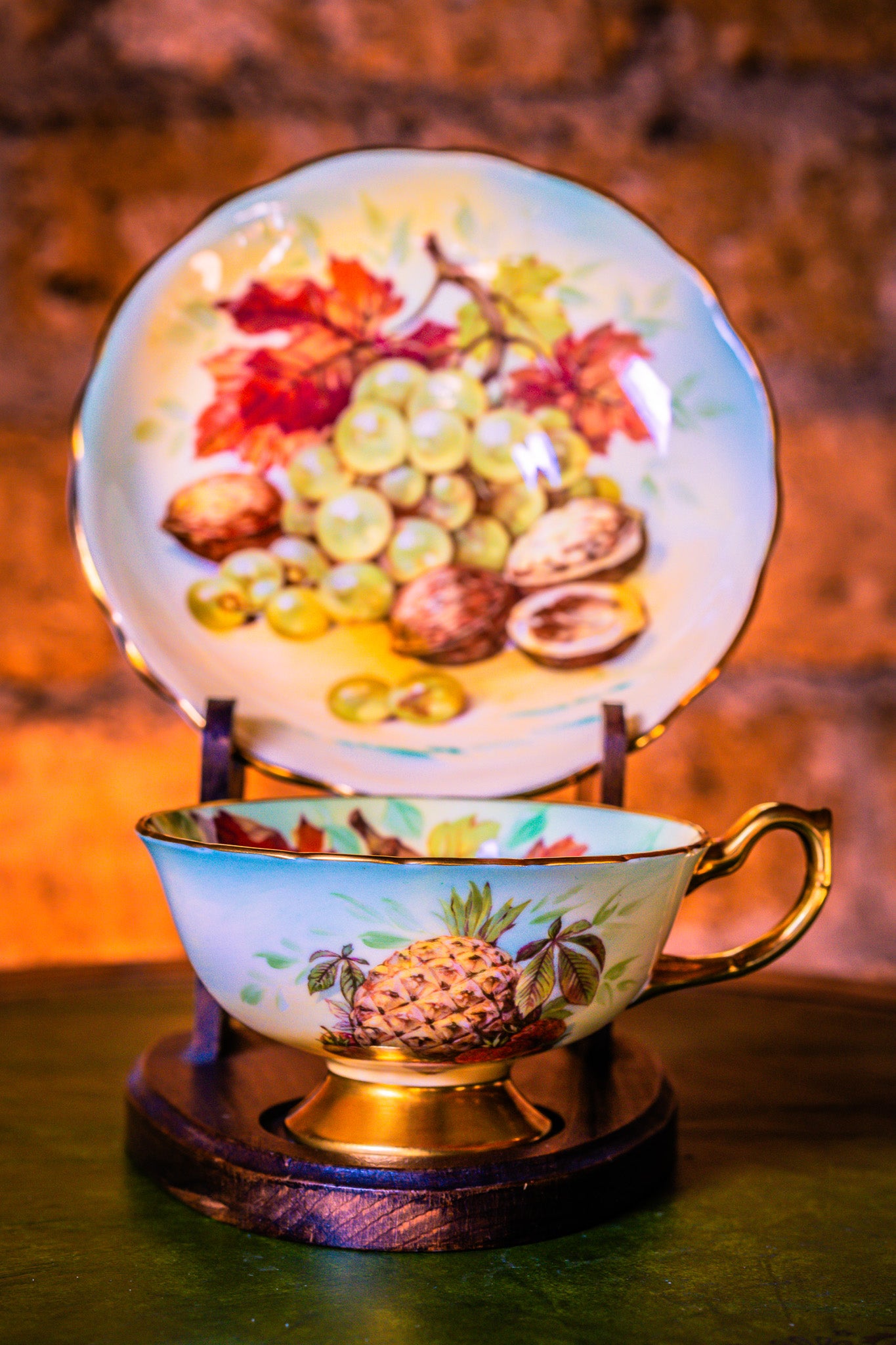 Hammersley Grapes and Leaves Pattern Teacup and Saucer