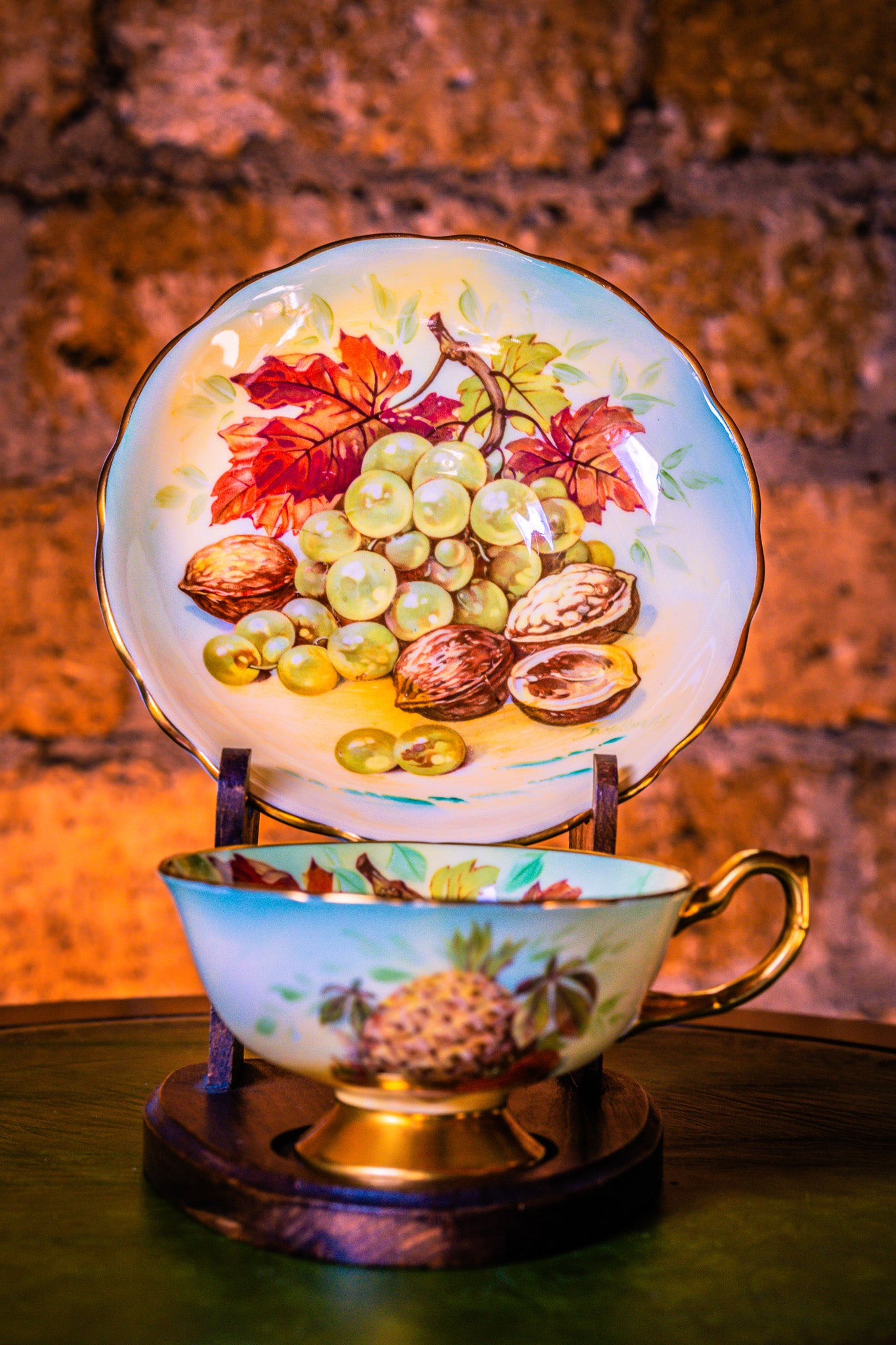 Hammersley Grapes and Leaves Pattern Teacup and Saucer