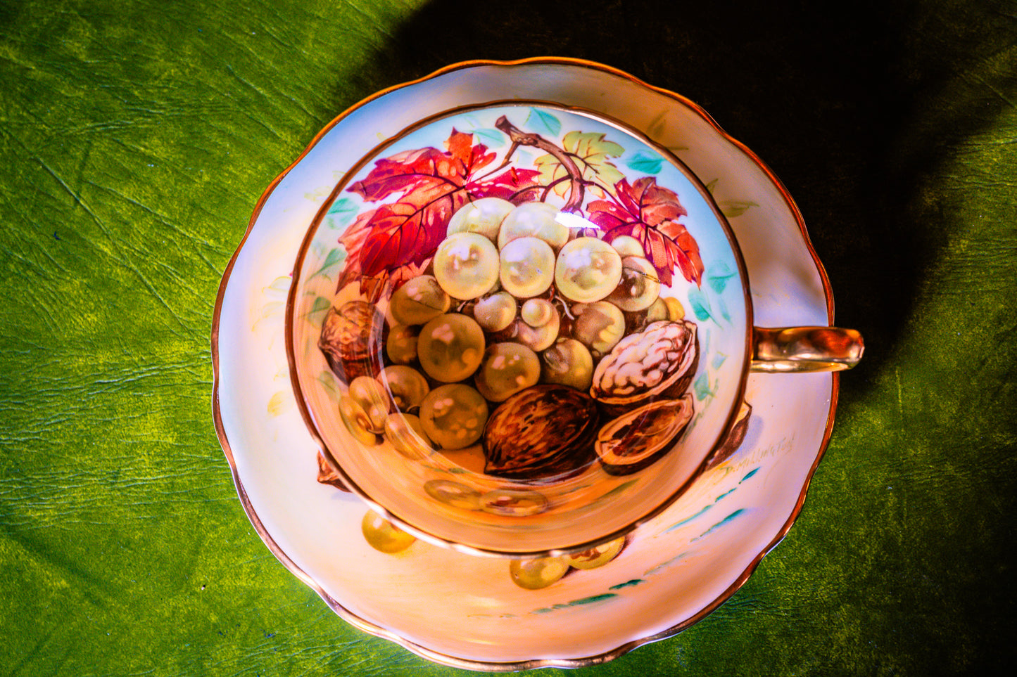 Hammersley Grapes and Leaves Pattern Teacup and Saucer