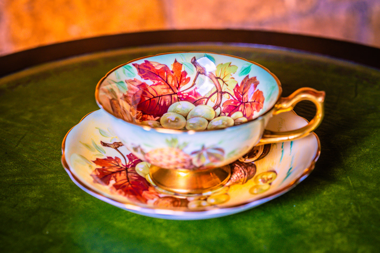 Hammersley Grapes and Leaves Pattern Teacup and Saucer