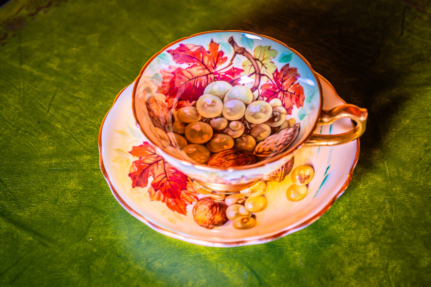 Hammersley Grapes and Leaves Pattern Teacup and Saucer