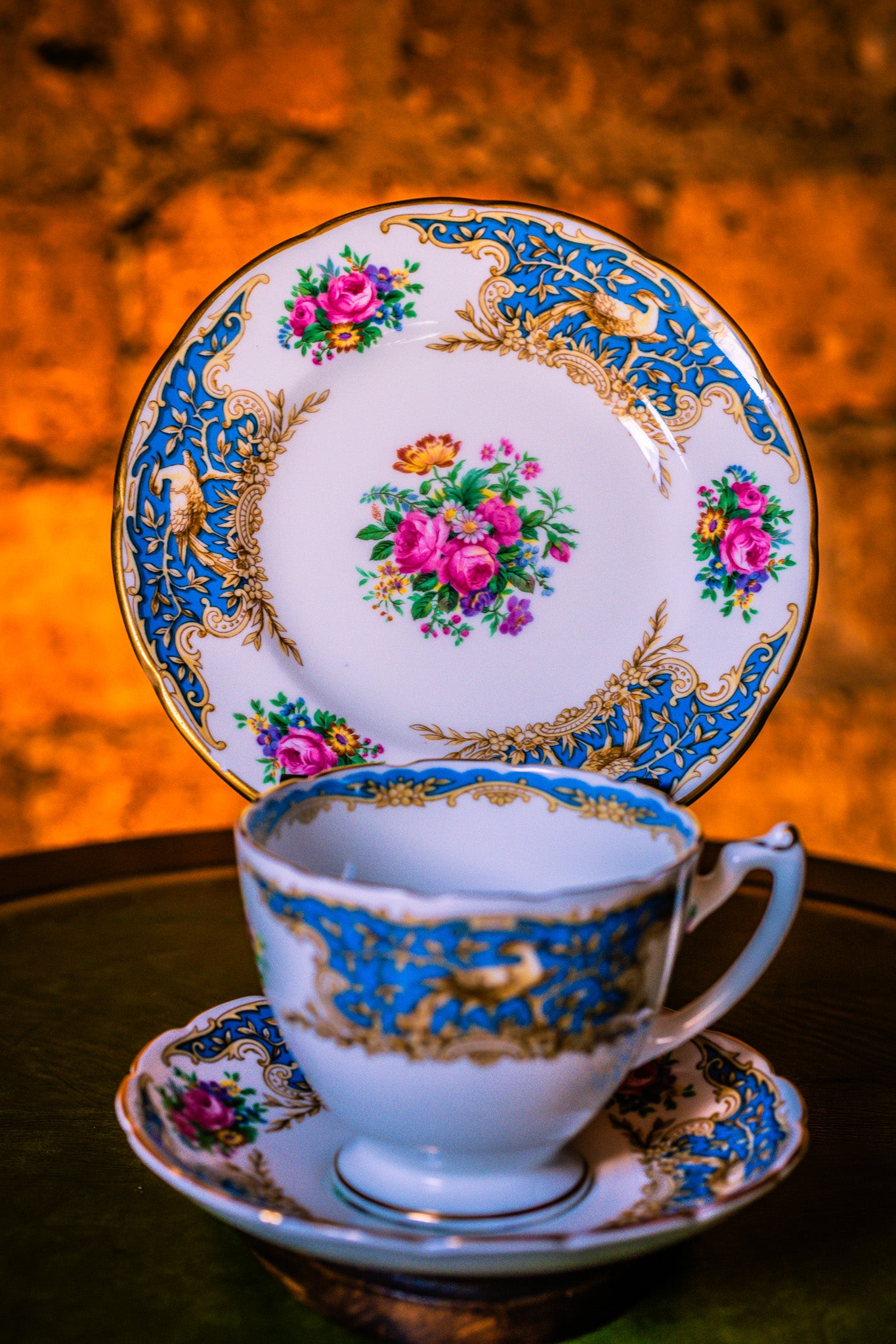 Coalport Montrose Blue Trio Set of Tea Cup with Saucer and Plate