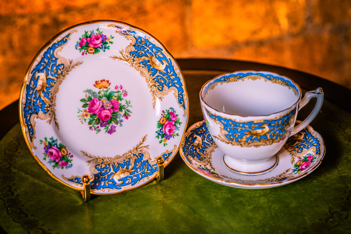 Coalport Montrose Blue Trio Set of Tea Cup with Saucer and Plate