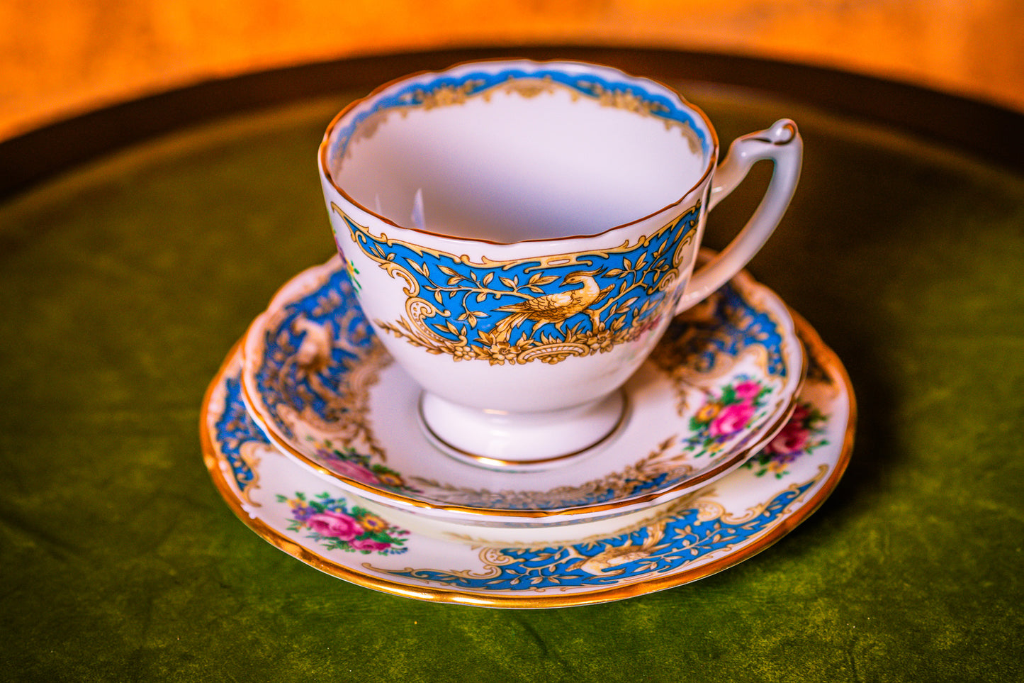 Coalport Montrose Blue Trio Set of Tea Cup with Saucer and Plate