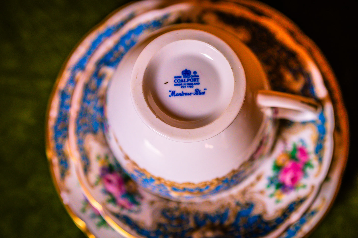 Coalport Montrose Blue Trio Set of Tea Cup with Saucer and Plate