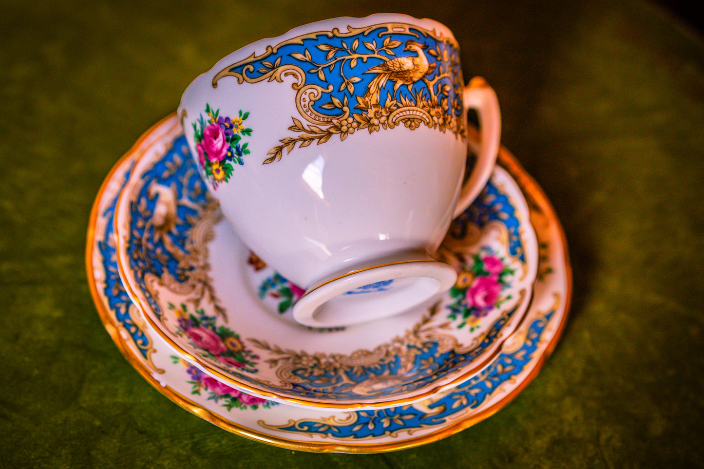 Coalport Montrose Blue Trio Set of Tea Cup with Saucer and Plate