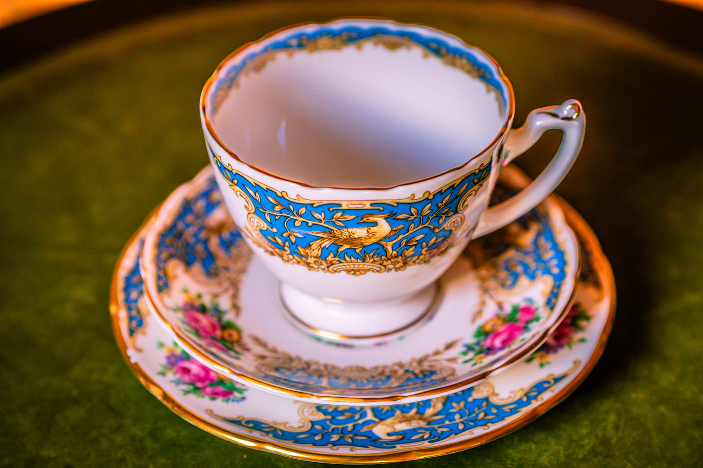 Coalport Montrose Blue Trio Set of Tea Cup with Saucer and Plate