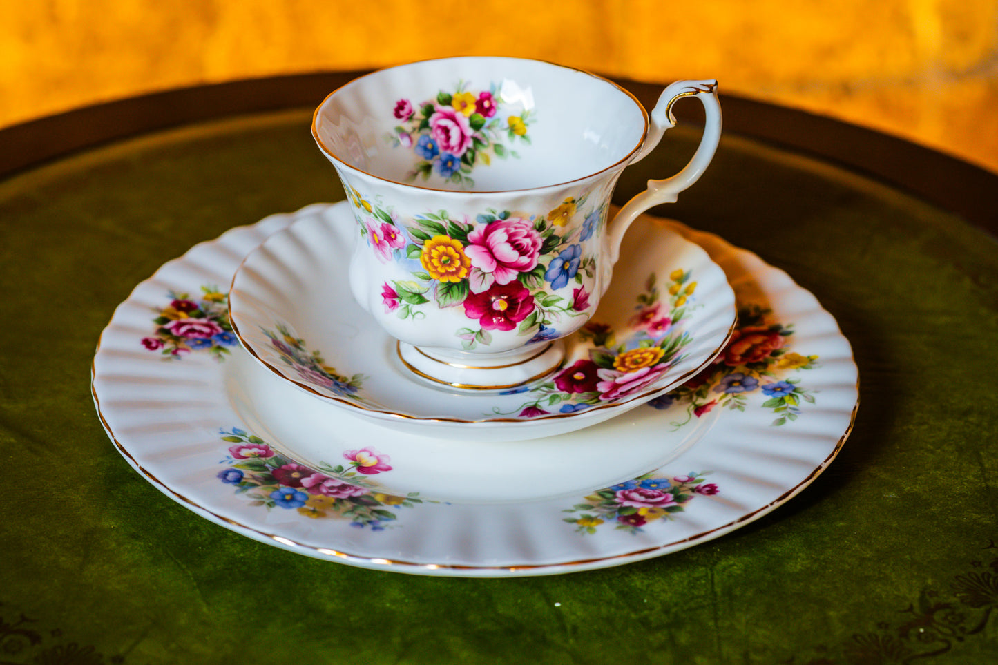 Royal Albert Chelsea Garden Trio Set- Teacup, Saucer and a Plate